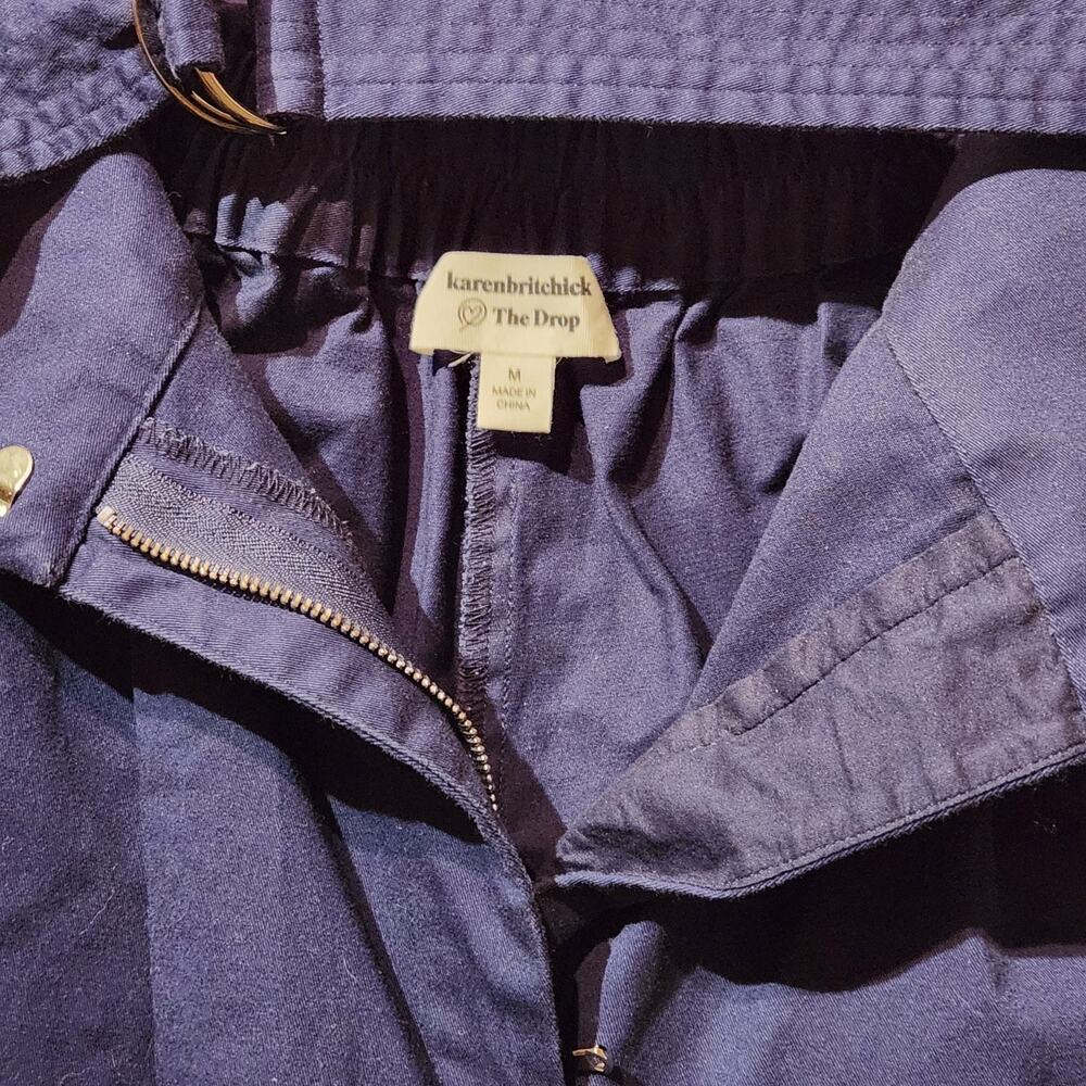 Karenbritchick 'The Drop' Sz M High Waisted Navy Blue Belted Bootcut Pants - Picture 7 of 8